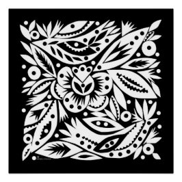 BWバードアート切り出しポスター – ネガティブイメージ ポスター