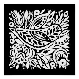 BWバードアート切り出しポスター – ネガティブイメージ ポスター