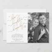 BW写真の後に幸せな婚約パーティ 招待状 (正面)