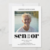 BW編集上モダンクール写真卒業 招待状 (正面)