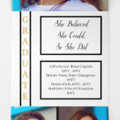 BW | ゴールド エレガント クラシック 8 フォト 卒業 三つ折り案内状 (内部中)