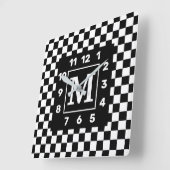 BW モノグラムの 市松模様に Square Wall Clock スクエア壁時計 (傾斜)