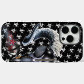 bw!生物学的災害［有害物質］警告の！スカル Case-Mate iPhoneケース (裏面 (横))