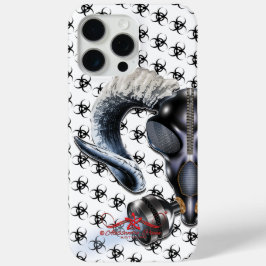 bw!生物学的災害［有害物質］警告の！スカル iPhone 15 pro maxケース