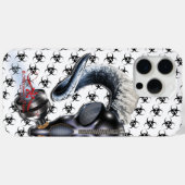 bw!生物学的災害［有害物質］警告の！スカル Case-Mate iPhoneケース (裏面 (横))