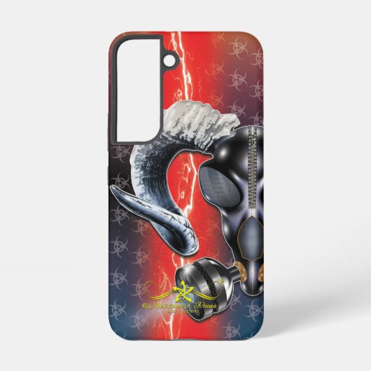 bw!生物学的災害［有害物質］警告の！スカル samsung galaxyケース (裏面)