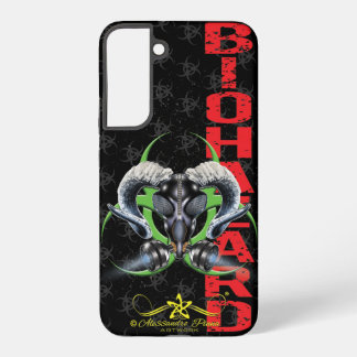 bw!生物学的災害［有害物質］警告の！スカル samsung galaxy s22+ケース