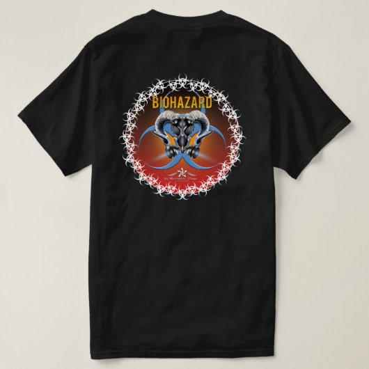 bw!生物学的災害［有害物質］警告の！スカル tシャツ (デザイン裏面)