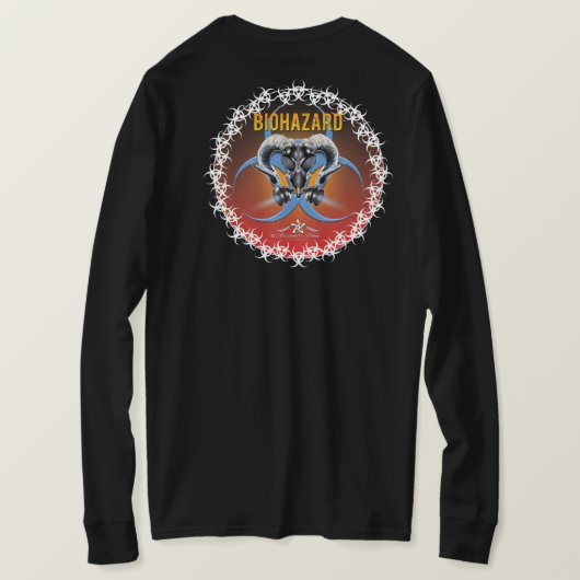 bw!生物学的災害［有害物質］警告の！スカル tシャツ (デザイン裏面)
