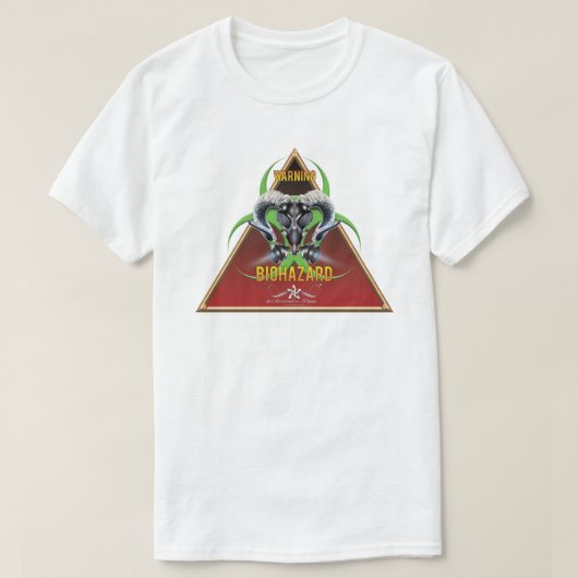 bw!生物学的災害［有害物質］警告の！スカル tシャツ (デザイン正面)