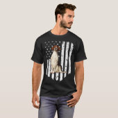BW American Flag Irish Red and White Setter 4th Of Tシャツ (正面フル)