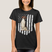 BW American Flag Irish Red and White Setter 4th Of Tシャツ (正面)