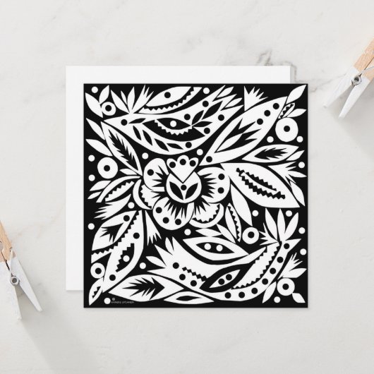 BW Birds Papercutカード カード (正面/裏面インサイチュ)