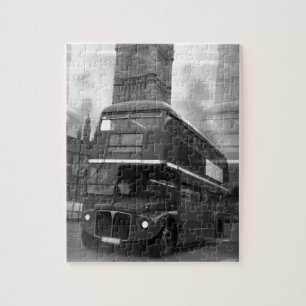 BW Black & White London Bus & Big Ben ジグソーパズル