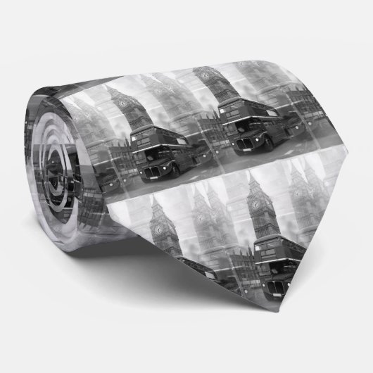 BW Black & White London Bus & Big Ben ネクタイ (ロール)