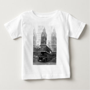 BW Black & White London Bus & Big Ben ベビーTシャツ