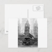 BW Black & White London Bus & Big Ben ポストカード (正面/裏面)