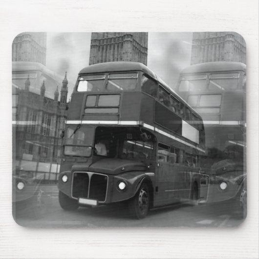 BW Black & White London Bus & Big Ben マウスパッド (正面)