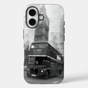 BW Black & White London Bus & Big Ben iPhone 16ケース