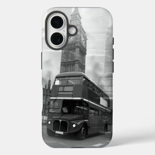 BW Black & White London Bus & Big Ben Case-Mate iPhoneケース (裏面)