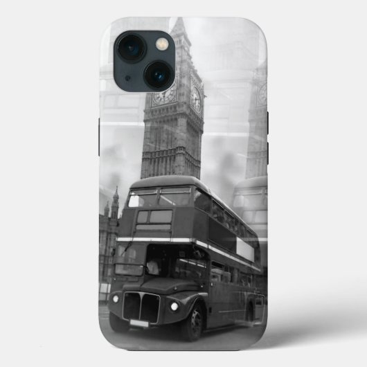 BW Black & White London Bus & Big Ben Case-Mate iPhoneケース (裏面)