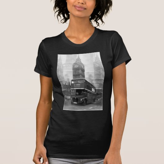 BW Black & White London Bus & Big Ben Tシャツ (正面)