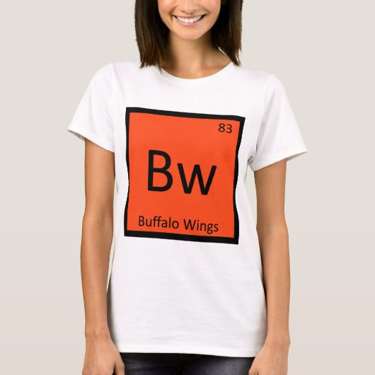 Bw - Buffalo Wings Chemistry周期表記号 Tシャツ (正面)