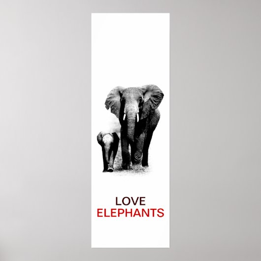 BW Elephant & Baby Elephant Poster ポスター (正面)