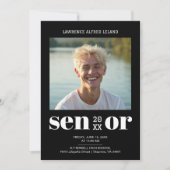  BW Modern Editorial Senior Photo Cool Graduate  招待状 (正面)