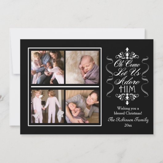 BW Oh彼来のクリスマス写真を崇拝しよう シーズンカード (正面)
