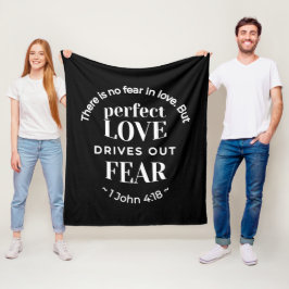 BW 'Perfect Love Drives Out Fear' - 1ヨハネ4:18 フリースブランケット