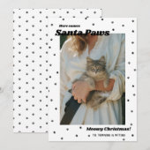 BW Santa Paws Meowy Christmas Catフォトカード シーズンカード (正面/裏面)