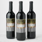 BW Vストライプボトル、ブラック金ゴールドダマスクワインのラベル ワインラベル (ボトル)