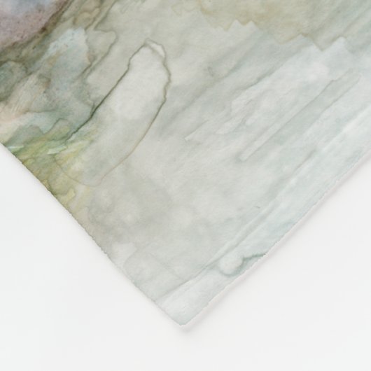 BWCAカヌーの国の水彩岩の上の木々 フリースブランケット (角)