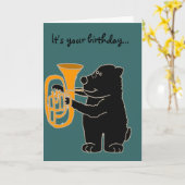 BX-テューバを遊んでいるツキノワグマ カード (黄色い花)