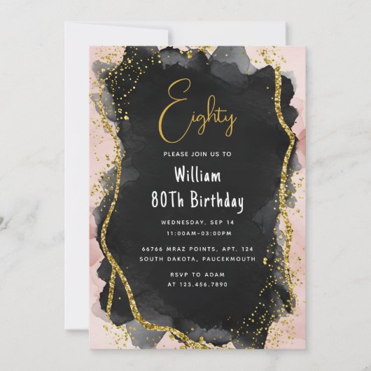 byレトロおもしろいアダルトユーモアハッピーシック80誕生日 招待状 (正面)