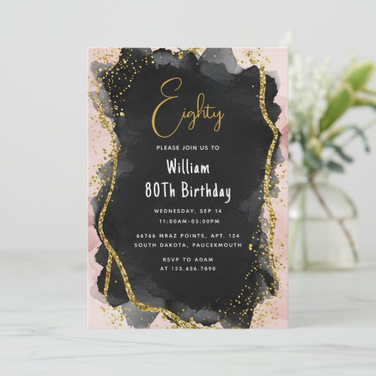 byレトロおもしろいアダルトユーモアハッピーシック80誕生日 招待状 (スタンド正面)