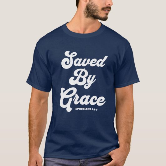 By 救 Grace Ephesians 2:8-9基本的なダークTシャツ Tシャツ (正面)