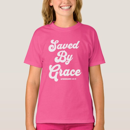 By 救 Grace Ephesians 2:8-9 Basic Dark Tシャツ (正面)