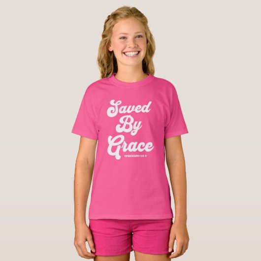 By 救 Grace Ephesians 2:8-9 Basic Dark Tシャツ (正面フル)