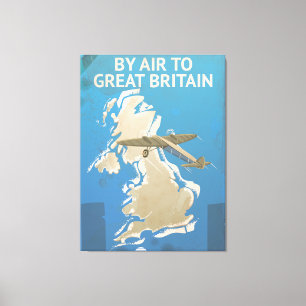 By Air To 素晴らしイギリスVintage Travel poster キャンバスプリント
