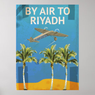 By Air To Riyadh Vintage Travel poster ポスター