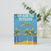 By Air To Riyadh Vintage Travel poster ポストカード (スタンド正面)