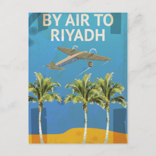 By Air To Riyadh Vintage Travel poster ポストカード