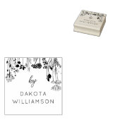 By Custom Name Rustic Wildflowers Business Hobby ラバースタンプ (押印)