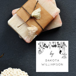 By Custom Name Rustic Wildflowers Business Hobby ラバースタンプ