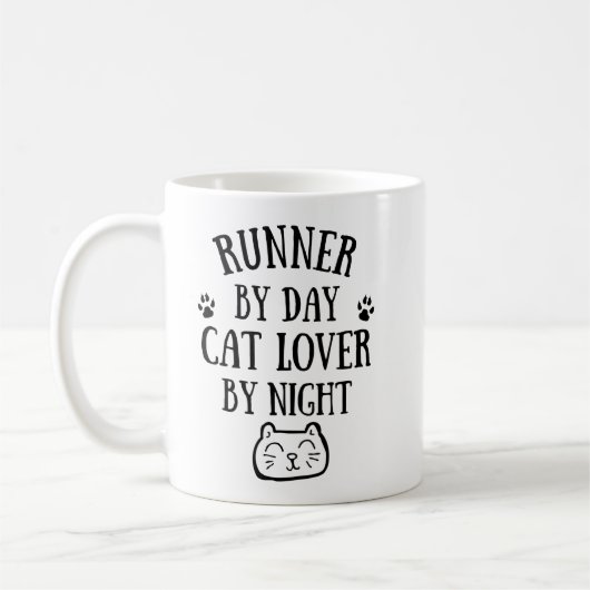 By day - cat lover - runner - BonW (4500x5500) コーヒーマグカップ (左)
