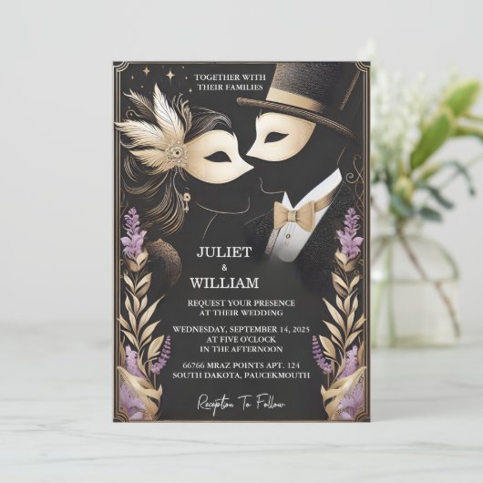 By Dress Code Promコスチューム仮装ボール結婚ズ 招待状 (スタンド正面)