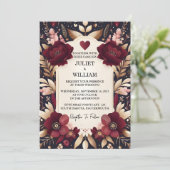 By Maroon伝統的秋カップルBurgundy 結婚's 招待状 (スタンド正面)