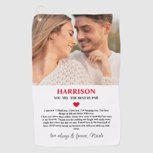 BY PARの最高の赤いハートメッセージの写真 ゴルフタオル